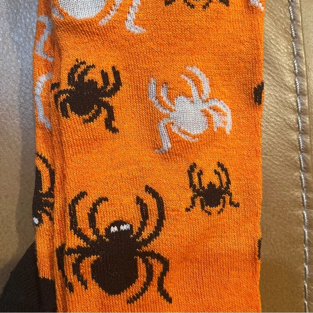Halloween Socks Set‎ of 4 Skeleton Pumpkin Black Cat Spider Black Orange Purple